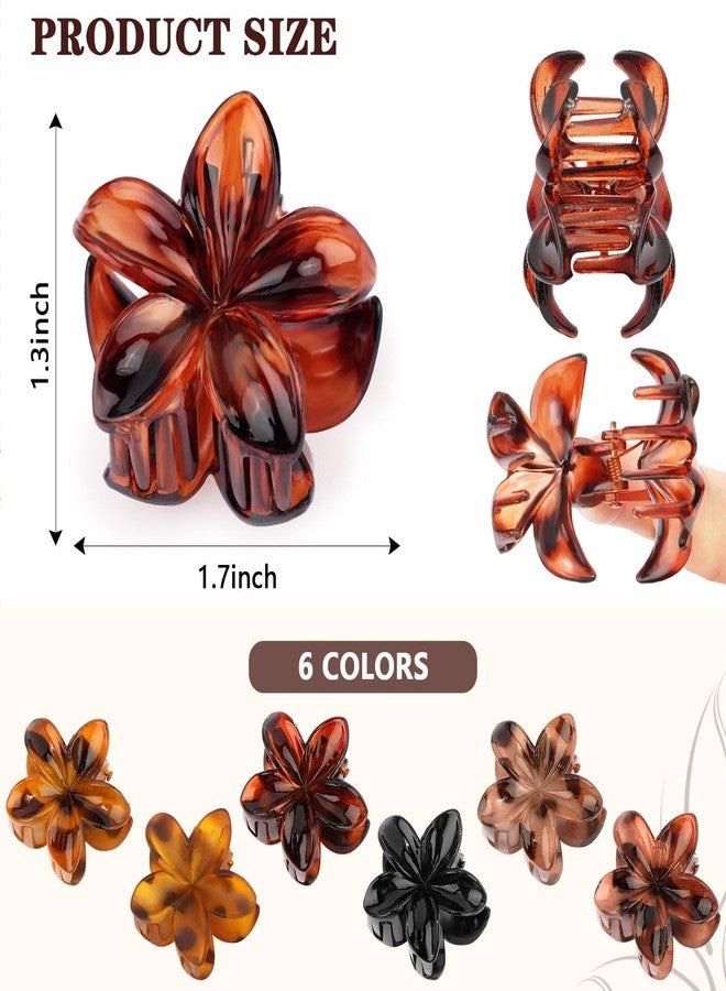 Cubaco 6 PCS Small Flower Hair Clips for Women,1.57" Hawaiian Flower Claw Clips for Thick Thin Hair, Cute Hair Clips, Strong Hold Non Slip Hair Accessories for Girls Christmas Gifts (Tortoise and Black) - Image 3